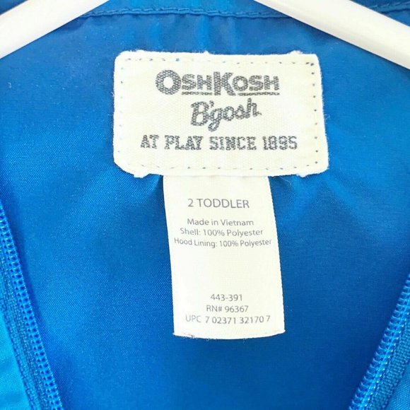 Osh Kosh Boys Sz 2T Toddler Blue Jacket Hood - Picture 3 of 9